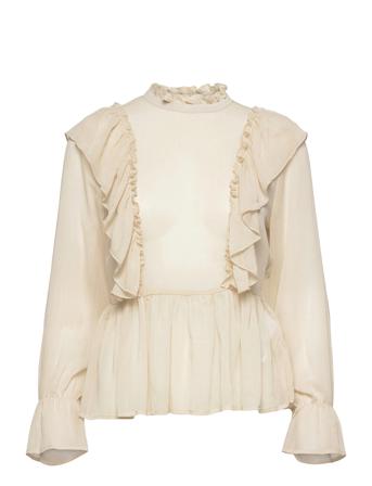 Viashlynn High Neck L/S Top/Dc/Su Beige Vila