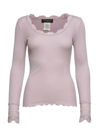 Silk T-Shirt Regular Ls W/Wide Lace Purple Rosemunde
