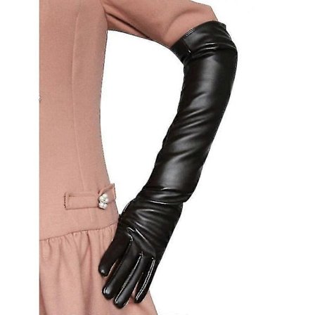 Lange læderhandsker til kvinder, imiterede handsker, silkefor, lange over albue elegante handsker 50cm - WELLNGS