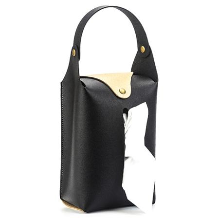 Bil Nackstöd Vävnadshållare Läder Pappershandduk förvaringsväska Black