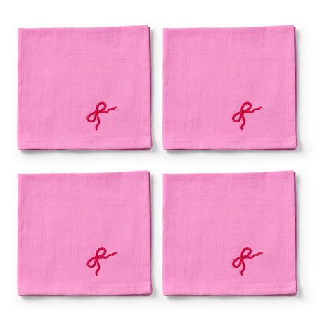 Midnatt Pink Bow serviett 40×40 cm 4-pakning, rosa