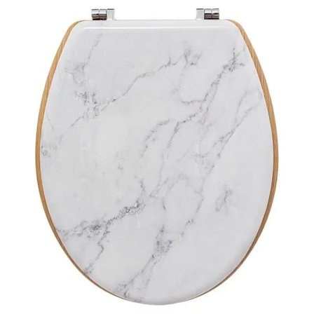 Toalettsits - Trä och Vit Marmor