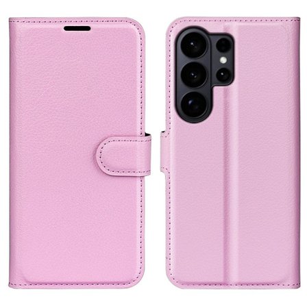 AMORUS Samsung Galaxy S26 Ultra Plånboksfodral Litchi Textur Konstläder - Rosa
