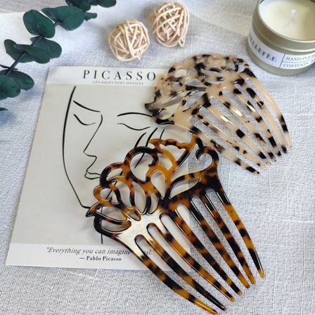 Minimalistisk Fransk Twist Hår Sidekam Hollow Out Skildpadde Shell