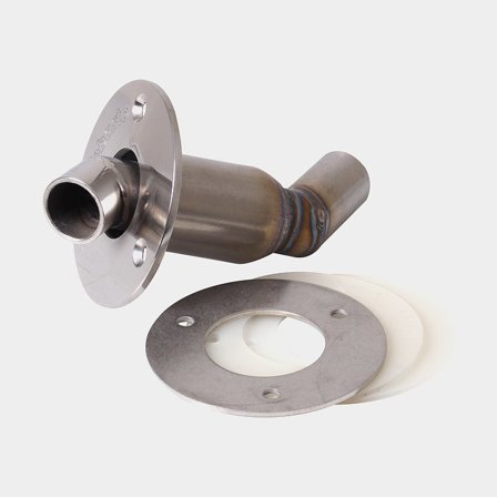 Udstødningsgennemføring til dieselvarmer Webasto, S-model, Ø24 mm, rustfrit stål, sølv