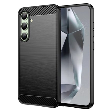 Mobildeksel for Samsung Galaxy S24 FE, TPU med karbonfibertekstur Black