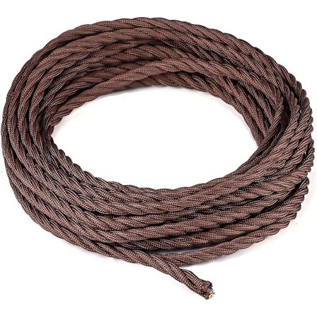 10 Meter 3-Kjerne Brun Flettet Elektrisk Kabel Vintage Antikk Stoffdekket Stoffflettet Elektrisk Ledning For DIY Industriell Hengelampe 1 stk Br