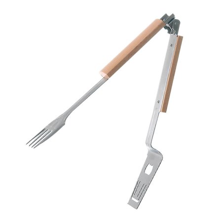 2 i 1 Grill Sallad Mattång Återanvändbar BBQ Mat Grill Tång Bärbar Matlagningsklämma för Fest, Camping, Bröllop Träfärg