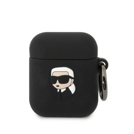 Karl Lagerfeld KLA2RUNIKK AirPods 1/2 cover sort/sort Silikone Karl Head 3D