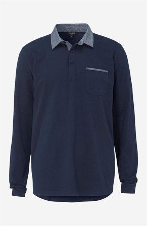 Cellbes of Sweden - Bekväm långärmad tröja med krage - marin - för herrar - 6XL