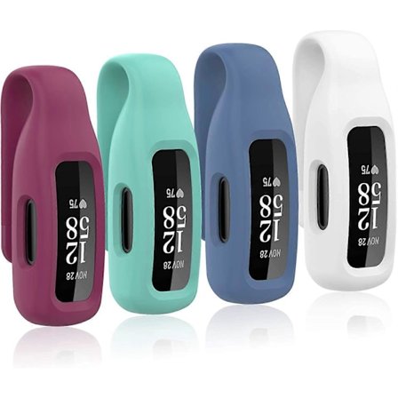 4-pack Clip-fodral Kompatibelt med Fitbit Inspire 2, Mjukt Silikon Clip-spänne Tillbehör Ersättning för Fitbit Inspire 2 (Vit/Vinröd/Teal/Skiffer)