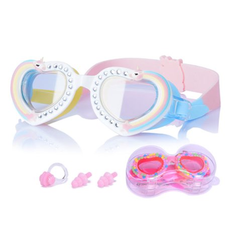 Barne-svømmebriller med tegneseriehjerteform, UV-beskyttelse og anti-dugg