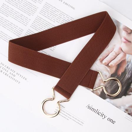 Damebelter Enkelt fire årstider Svart elastisk midjebånd for kvinner Enkelsirkelbelte All-Match Ornament Style Belte Brown 3.8cm