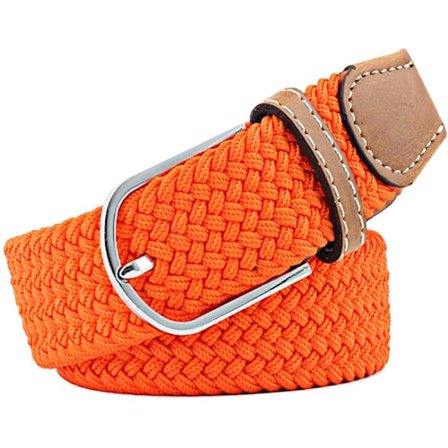 Flerfarvede Elastiske Vævede Bælter Casual Flettet Strækbælte 22 Orange