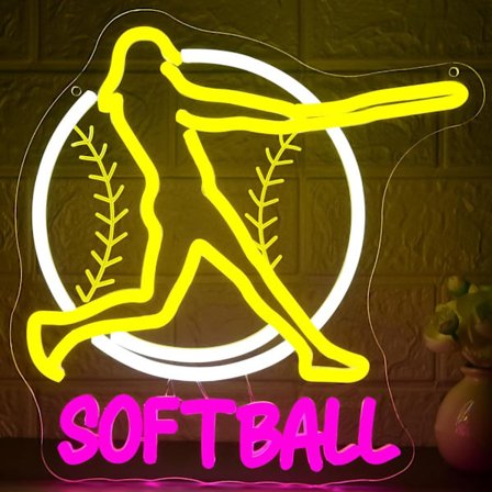 Baseballspiller Neon Bold Lys Skilt Kvindelig Fanklub Fødselsdagsgave Softball Glødende Skilt