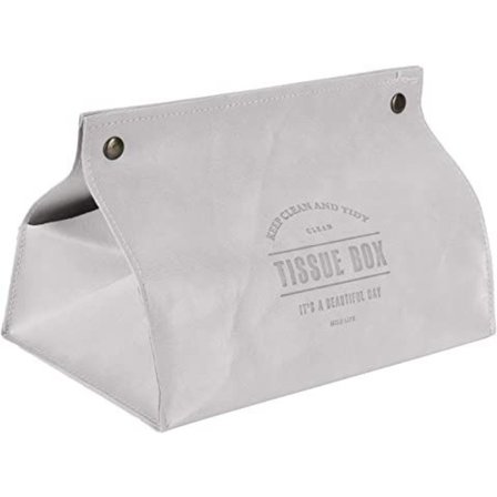 (Grå) Serviettboks, Originality PU Lær Serviettboks Skrivebord Serviettarrangør Serviettboksholder for Bad Soverom Stue Kontor Skrivebord