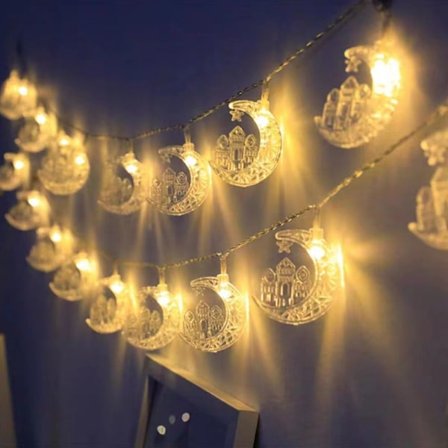 Eid Mubarak LED-valoketjut Ramadan Kareem - Sadutähtketjut 1,5M