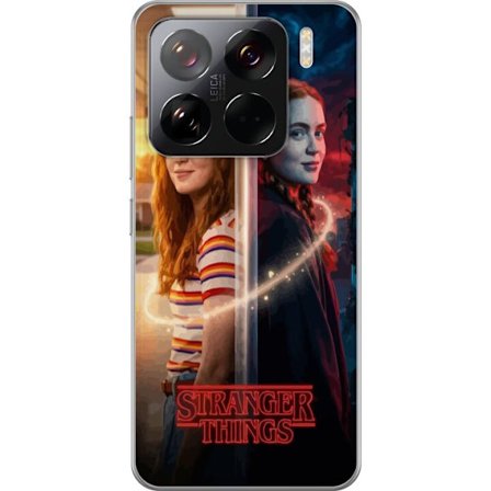 Kompatibelt Mobildeksel til Xiaomi 15 Pro Delt portrett av Max Mayfield mellom hverdag og mørk parallellverden i Stranger Things-stil