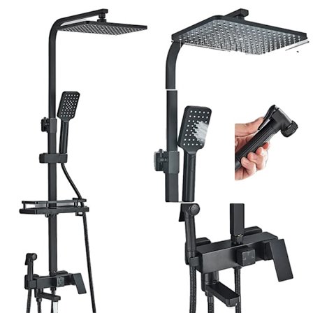 Duschblandare, samtida design, hållbar konstruktion i mässing,Svart 4vägs A