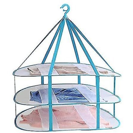 Klesstativ for tørking av klær, stor størrelse, 3-lags sammenleggbart nettstativ for tørking av klær, T-skjorte, genser