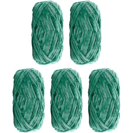 Pakke med supermyk chenillefløyelsgarn Strikkeull Tykk varm Heklegarn til kunststrikking Dukke DIY Veske Genser Håndverk Jade green