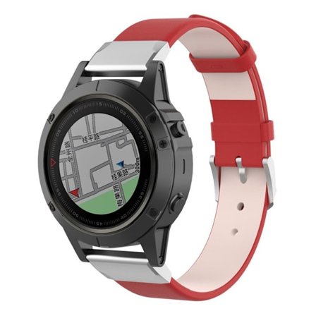 Garmin Fenix 5X klockband av läder - Röd