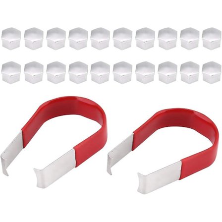 Hjulmøtrik Dæksel Kit - 19mm Krom Universal Hjulmøtrik Dæksel (med Fjernelsesværktøj)