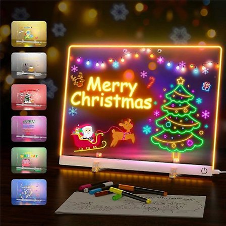40 x 30 cm Akryl LED Skriveplade Touch Control DIY Tegning Oplyst Opslagstavle Børnegave