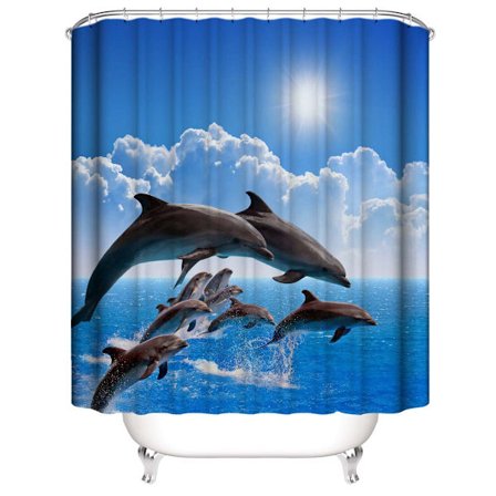 Duschdraperi med delfinmotiv 180*200 cm, Duschdraperi med djurmotiv