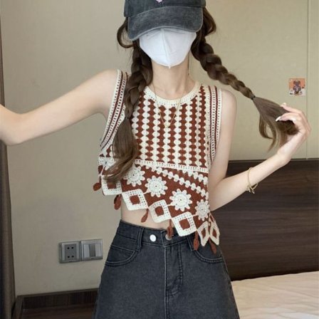 Retro Weaving Sling Tank Top KAFFE