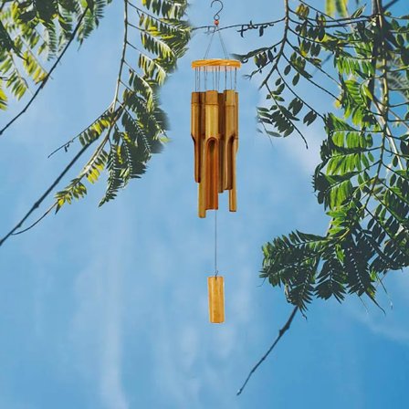 Utomhus Bambusvindspel Djup Tonmelodi Trävindspel 32 Tum Vintage Zen Garden för Avkoppling