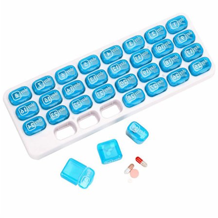 Käytännöllinen 31-lokeroinen annostelija lääkelaatikko_xx