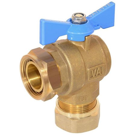 Vatette 8547103 Avstängningsventil 22 mm x G20, vinkel Blå, Installation