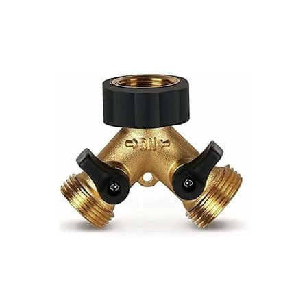 Dobbel vaskemaskinkran, 2-veis Y hageslangekobling for 3/4 forsyningsslanger, Kraftig messing dobbel hagekran utendørs