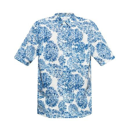 Samsøe Samsøe, ‘Taro’ shirt Blauw, Heren, Maat:XL,linnen,grafisch patroon