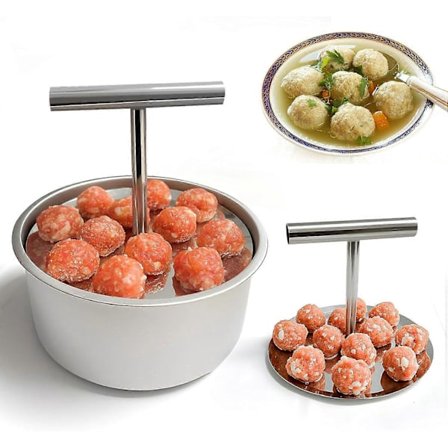 Kjøttbollemaker i rustfritt stål, 12 baller manuell kjøttbollelager Multifunksjonelt kjøkken Kjøttbollepresse Enkel kjøttbolleekstruder 