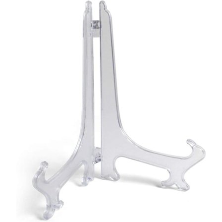 Vikbart tallriksställ dekorativt tallriksställ ornamentalt tallriksstaffli bildramhållare - små/medelstora/stora storlekar - transparent 5 tum