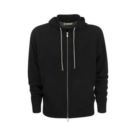 Brunello Cucinelli Cashmere sweatshirt-style cardigan with hood Sort, Herre Trøjer