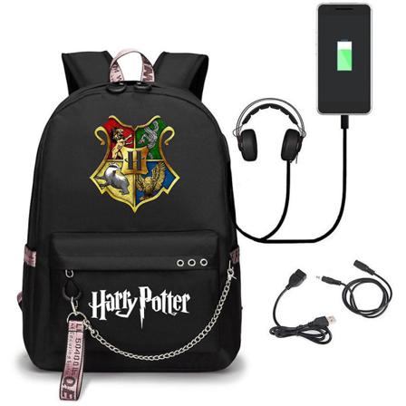 Harry Potter Ryggsäck Usb Laddande Skolväska Oxford