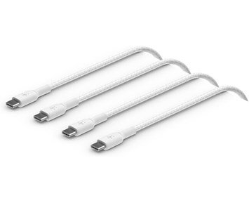 Belkin-Flätad snabbladdningskabel USB-C till USB-C 2 m, 2-pack - Vit-Flettet hurtigladekabel USB-C til USB-C 2 m, 2-pakning-Power-USB-C-kabler