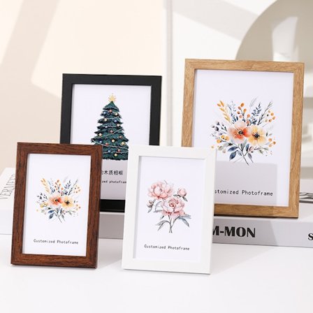Set med 4 Små Fotoramar, Miljövänliga, Premium Akrylglas, Ekträ-look (10*15cm-15*20cm)