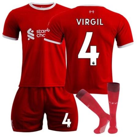 23-24 Barn Fotbollströja Kits Pojkar Träning Sportkläder Skjorta Shorts Strumpor liverpool 23/24 home kit #4 #26 (10-11 years)