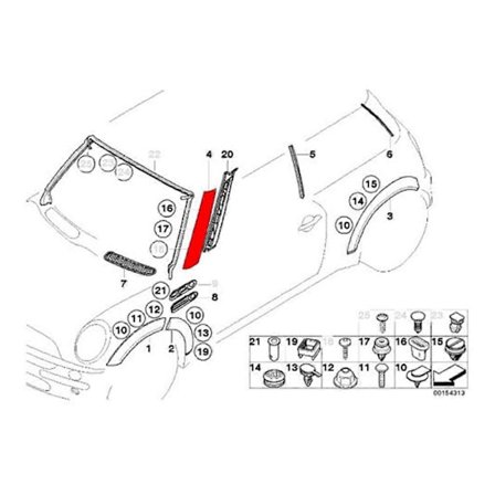 Tuulilasin A-pilarin koristepaneeli BMW Mini Cooper R50 R52 R53 2001-2008 -malleihin, ikkunapylvään koristekupu