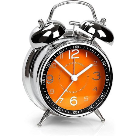 Super Høj Vækkeur til Tunge Sovere Voksne, Twin Bell Retro 4 Tommer Stille Ikke-tikkende Kvarts med Baggrundsbelysning, Lysende Urskive, Vækkeure til 