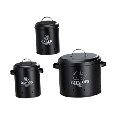 3 Dele Køkken Opbevaringsbeholdere Kartoffel Opbevaringsdåse til Køkken hvid
