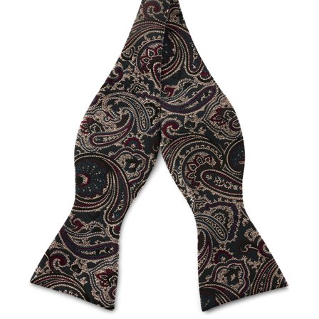 Dark Blue & Dark Green PAISLEY Pattern Silk Self-Tie Bow tie for Men - Self-tie bow ties