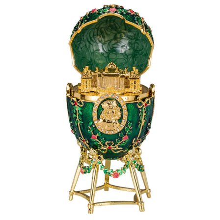 Faberge stil æg Alexander Palace Smykkeskrin 14 cm grøn