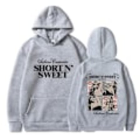 Sabrina And Carpenter Merch Hettegenser Trykket Genser Løs Pullover Casual Langermet Unisex Grå XS