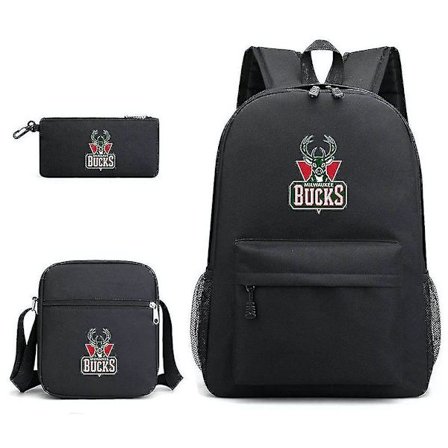 3 st/set Nba Skolväska Milwaukee Bucks Lag Satchel Ryggsäck