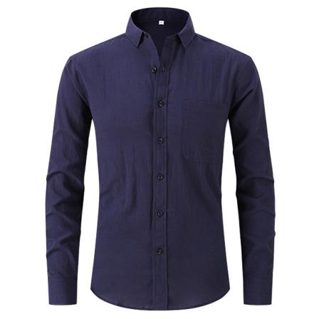 Män Lapel Neck Single Breasted Skjortor Med Pocket Plain Toppar